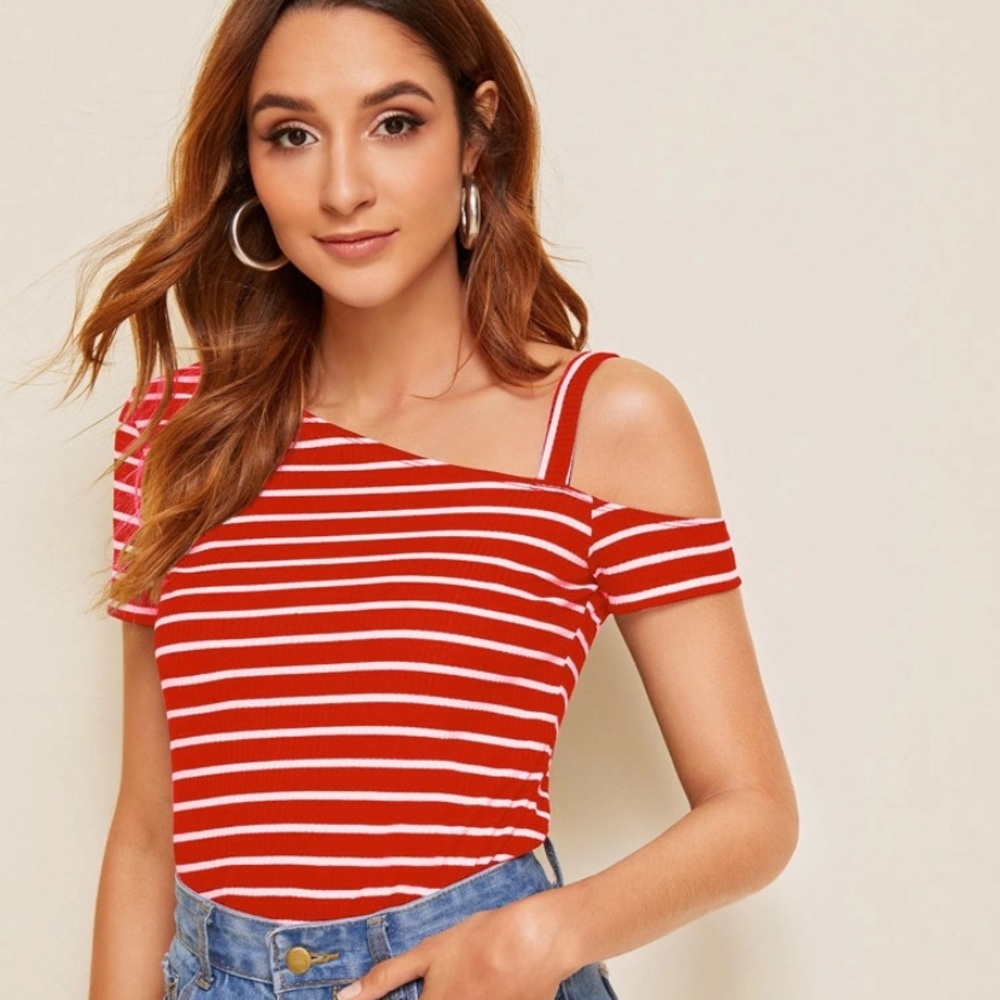 red and white crop top